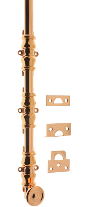 Solid Brass 18" Ornamental Bolt, Bright Copper