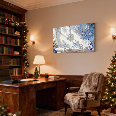 Décorations de Noël flocon de neige, fenêtre d'hiver, ensemble de 3 impressions sur toile