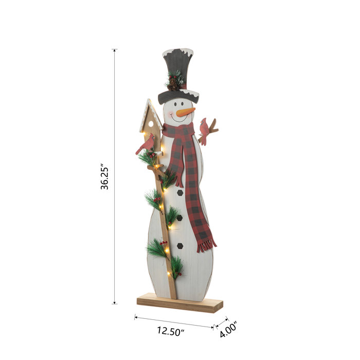 The Holiday Aisle® Lighted Wooden Christmas Snowman Porch Decor ...