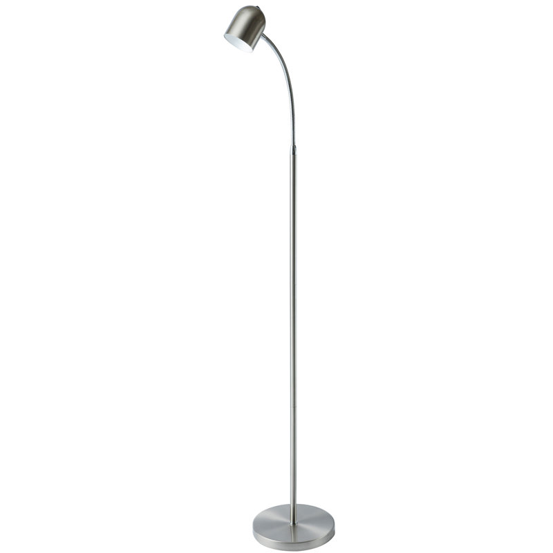 Lampe de travail sur pied à DEL 53 po Sam, Chrome satiné