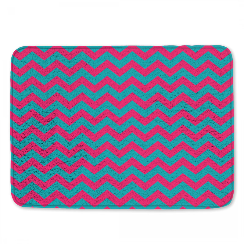 Tapis de bain rose zigzag bleu, 24in W x 17in L