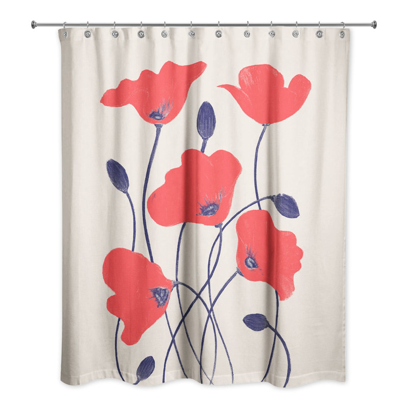 Rideau de douche simple Simple Poppies