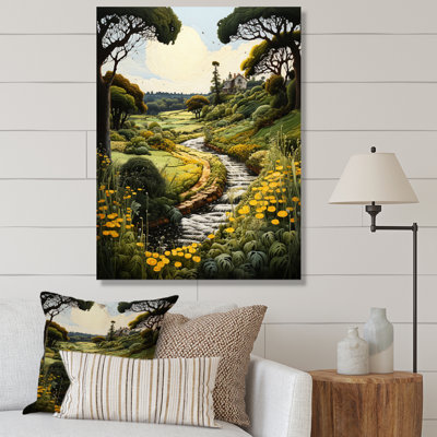 «Ballosh Countryside Green and Yellow Reverie Landscape IV», reproduction sur toile