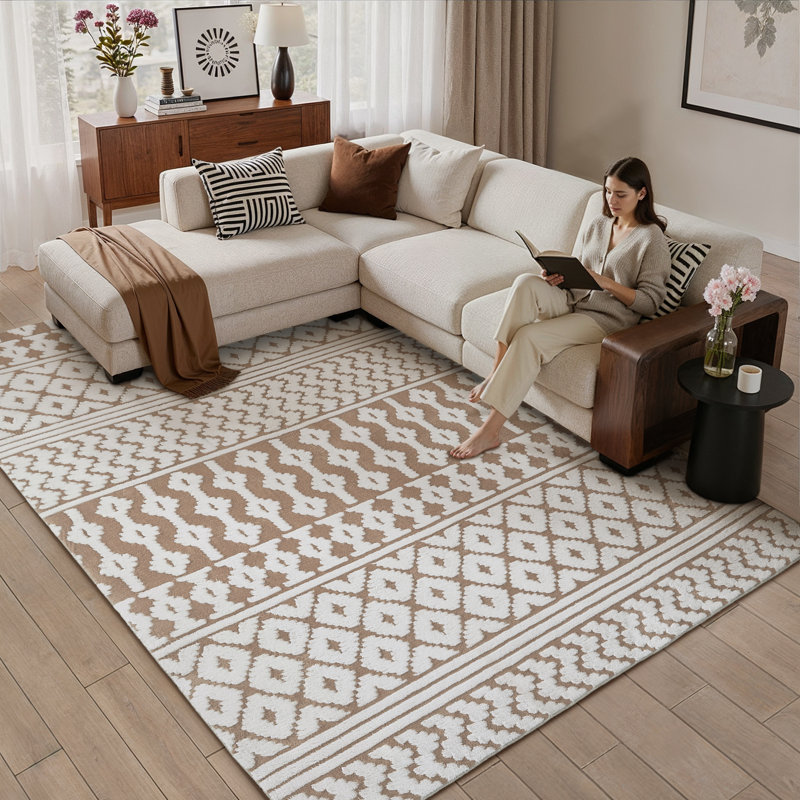 Tapis en velours de coton Bohemian, Rectangle 6 pi x 9 pi, Brun