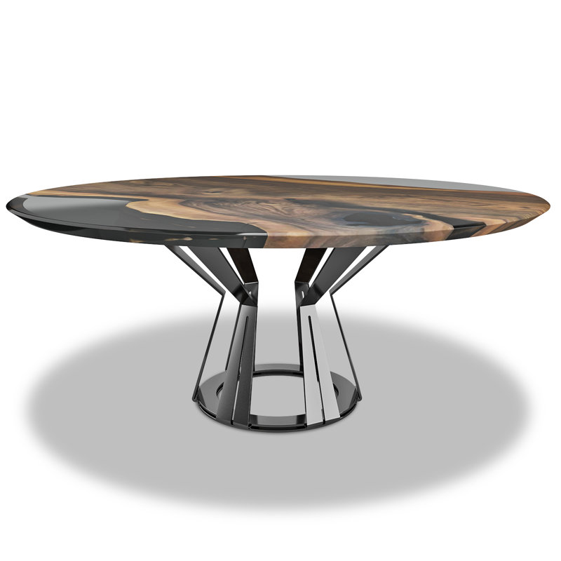 Table de salle à manger, L 35,8 po x L 35,8 po, Chrome, Fumée