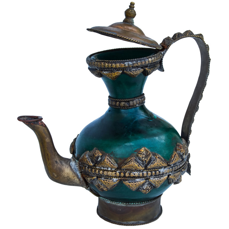 Vase de table intérieur / extérieur vert / laiton 6,75 po