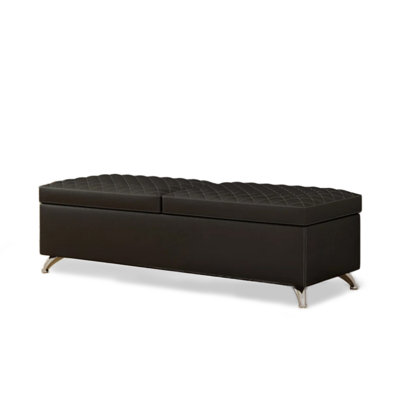 Dual - Flip Diamond Stitch Cat Claw Leather Storage Ottoman