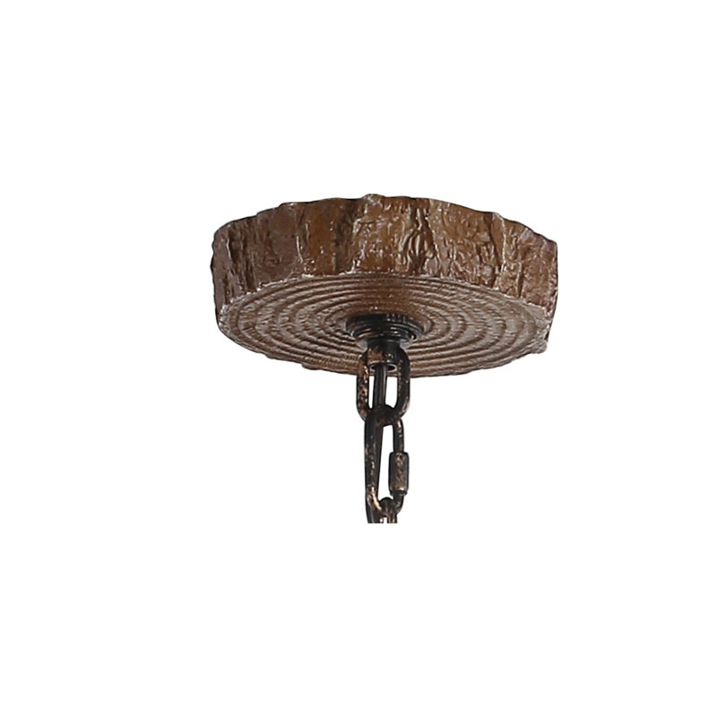 Rohrbach Candle Style Wagon Wheel Chandelier, Brown, 17.5" H x 30" W x 30" D