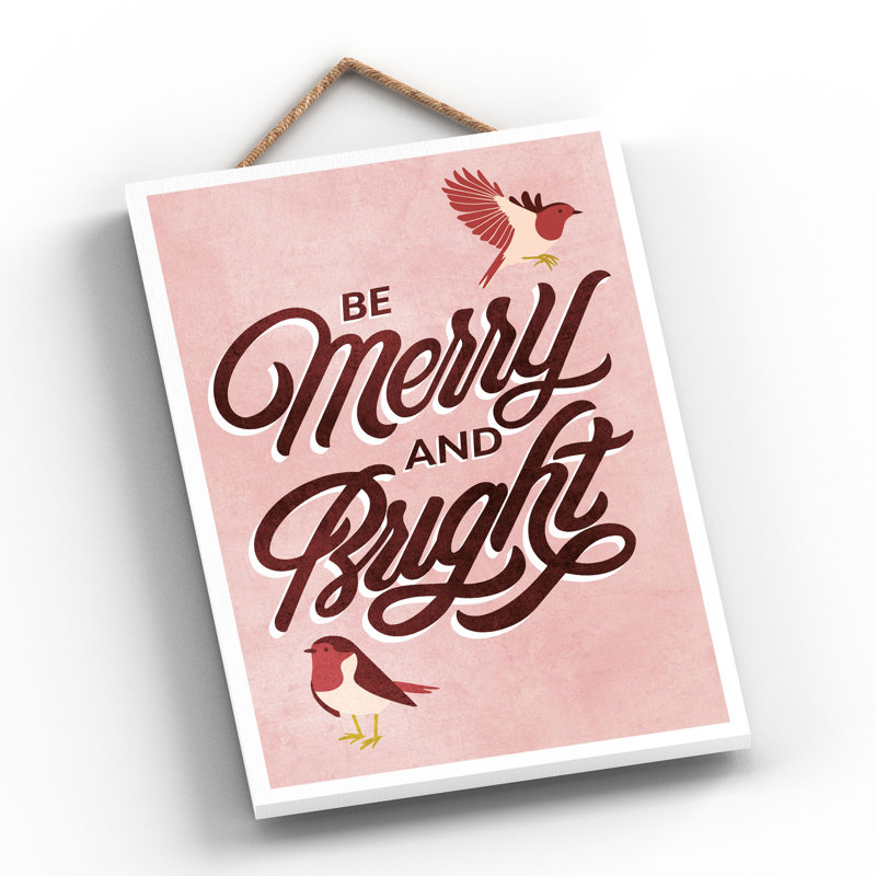 Xmas Be Merry and Bright Wooden Plaque, 28.5cm H x 18.5cm W x 0.9cm D