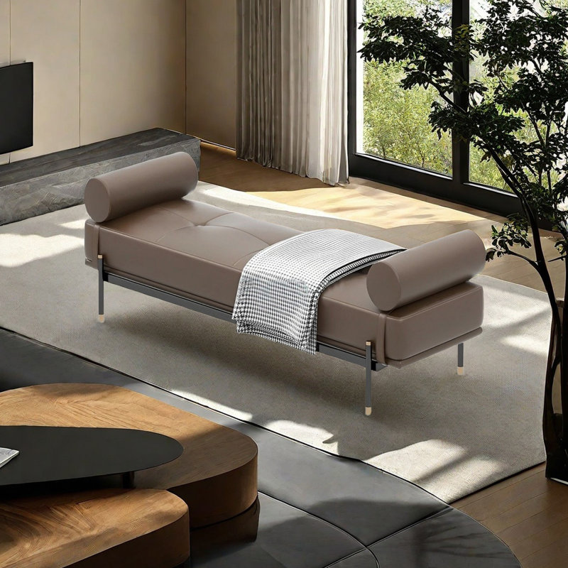 Banc rembourré en similicuir Hufsa, H 17,71 po x l 39,37 po x P 17,71 po