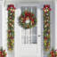Couronne de Noël éclairée 24 pouces avec clochettes et nœuds, décorations de Noël extérieures 20 lumières DEL avec 8 modes