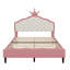 Lit double princesse en cuir synthétique avec tête de lit capitonnée-698784970
