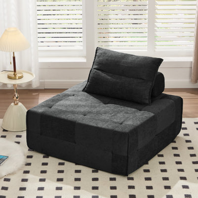 Fauteuil d'appoint Mid-Century sans accoudoirs, fauteuil en tissu moderne avec coussin pour le salon, chambre à coucher, fauteuil 500LBS sans assemblage requis