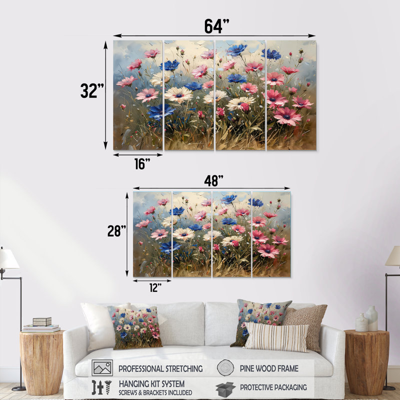 Ensemble de salon art mural bleues et bleues, H 28 po x l 48 po