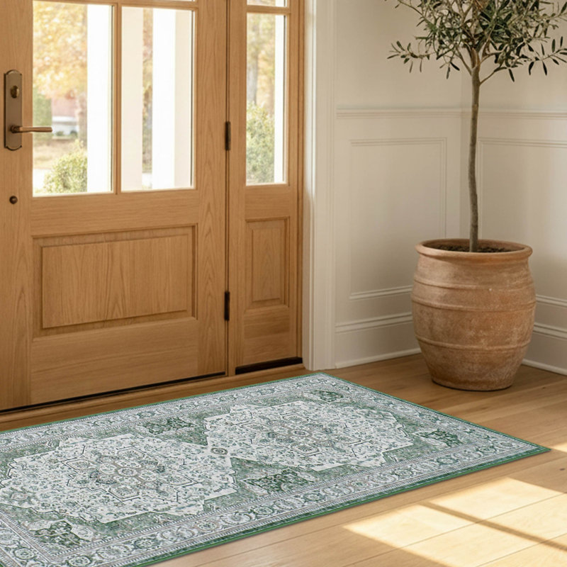 Dream Mink Rylan Printed Chenille Rugs, 2' x 4', Green
