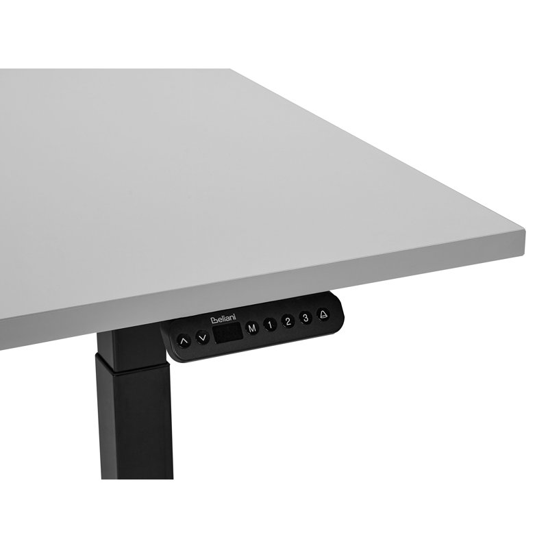 Luff Adjustable Metal Base Standing Desk, 128cm H x 120cm W x 72cm D, Grey, Black