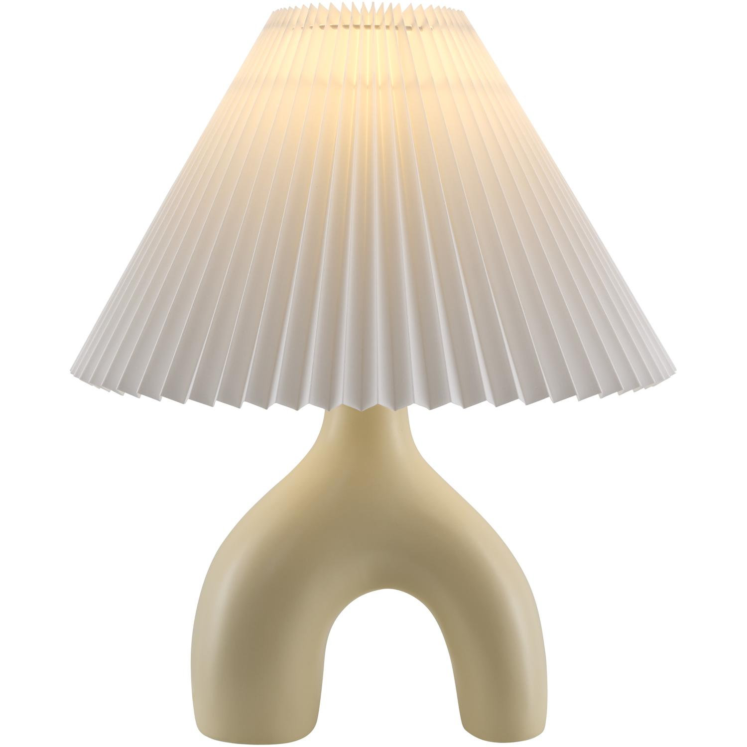 Celes Ceramic Table Lamp, White, Beige