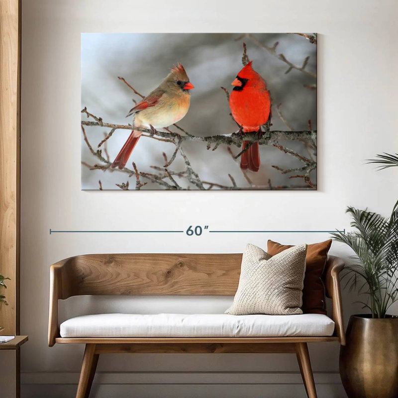 Cardinal Bird Couple, 32" H x 48" W