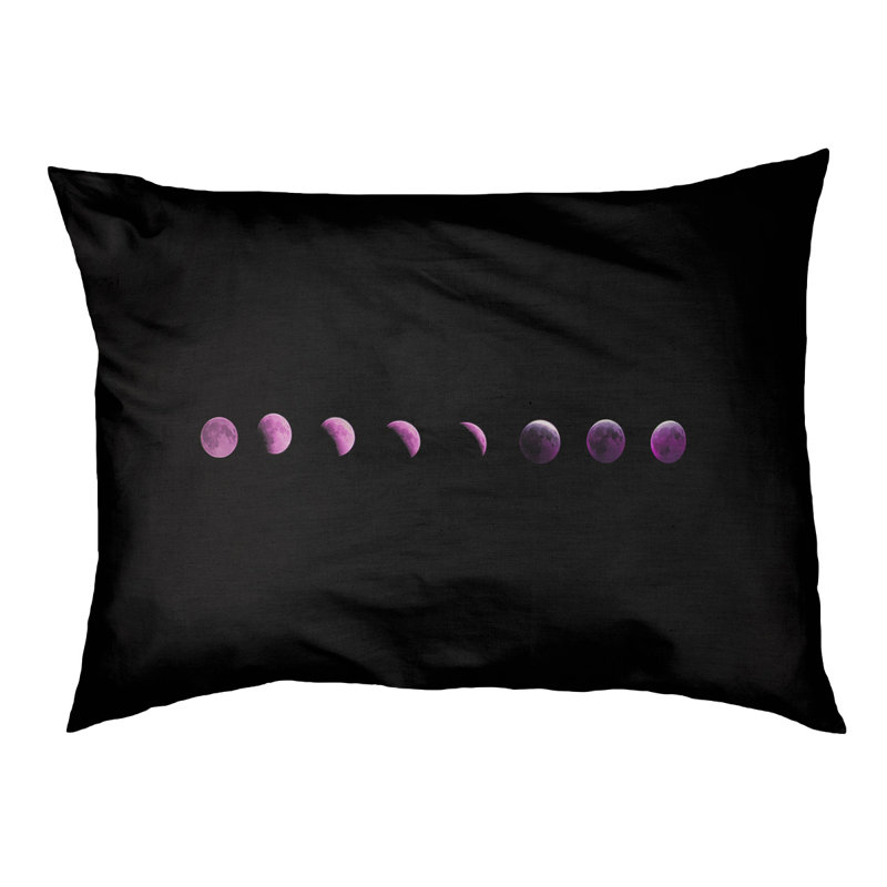 Coussin de conception lune phases Burien, L 19,5 po x l 29,5 po, Vert / brun foncé