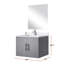 Meuble-lavabo pour salle de bain gris foncé 24 po L 22 po x P, comptoir, robinet et miroir en quartz blanc