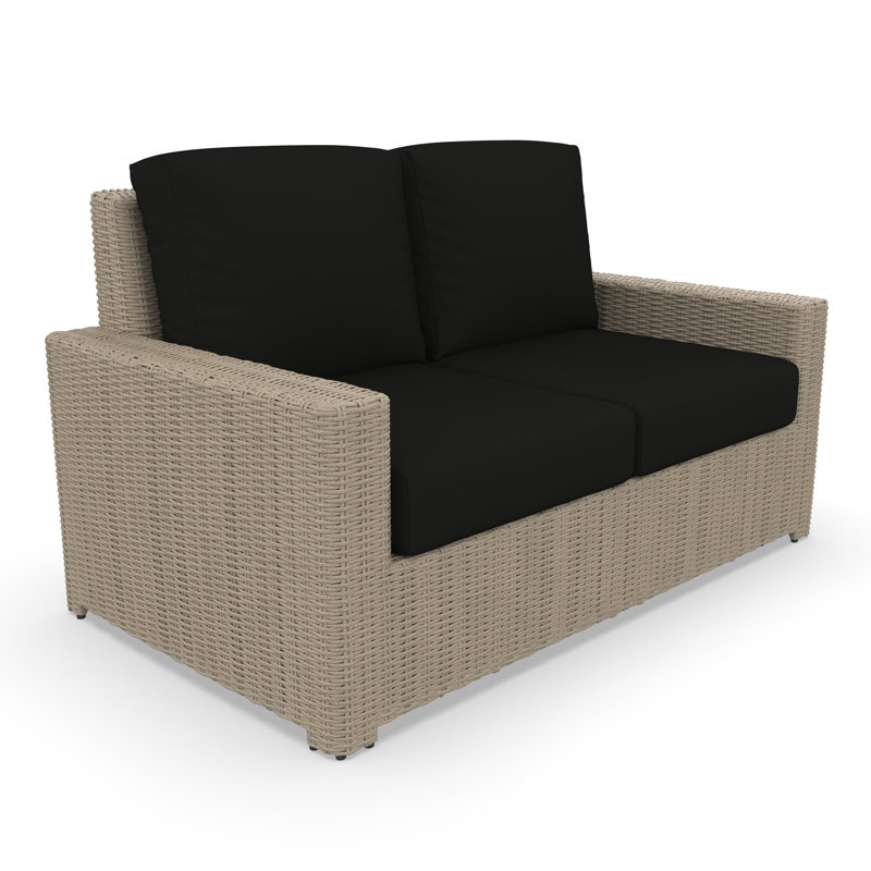 Ensemble de conversation pour causeuse 4 pièces en osier avec coussins Sunbrella Henri, Sunbrella® Canvas Navy