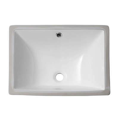 18.5" L x 13.5" W Undermount Bathroom Sink Rectangular White Ceramic Bathroom Sink Vanity Basin with Overflow