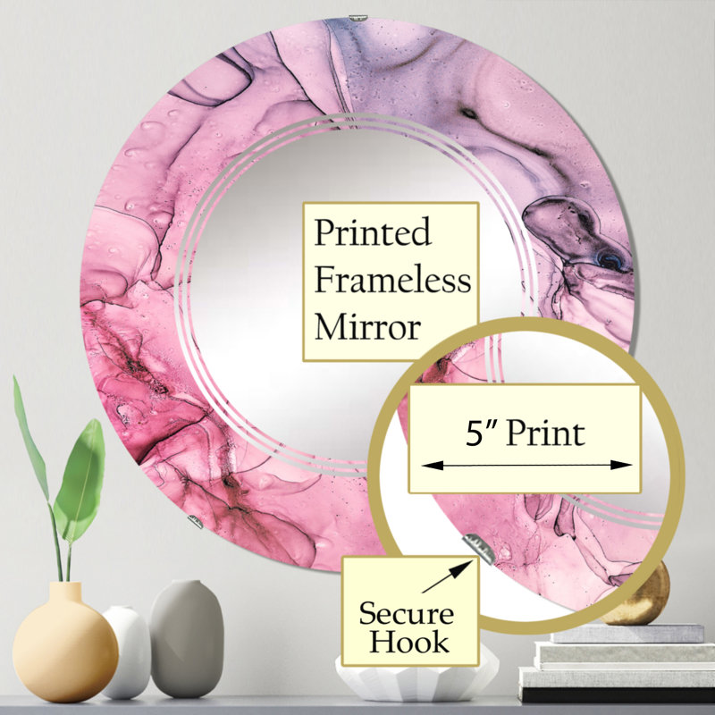 Miroir mural rose et bleu abstrait II, 24 po x 24 po