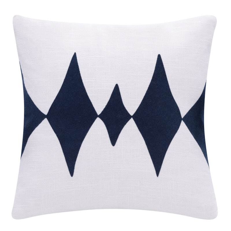 Throw Pillow Square Pillow Cover and Insert, Pillow Cover Only - No Insert, Blue/White Diamond