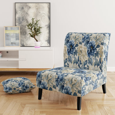 Rustic Victorian Brocade Victorian Pattern - Upholstered Floral Accent Chair Cottage Side Chair