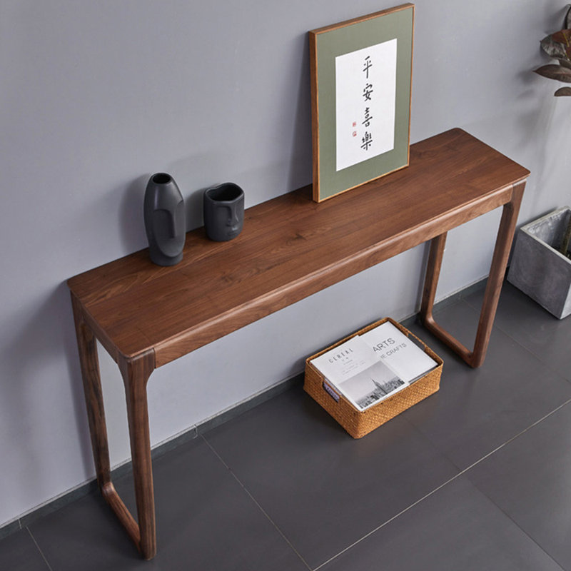Chinese-style modern simple brown console table, 33.5" H x 55.1" W x 12.6" D