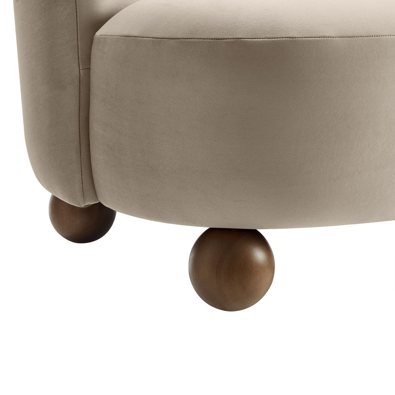 Monroe Boucle Fabric Accent Chair In Coral Walnut, Velours taupe