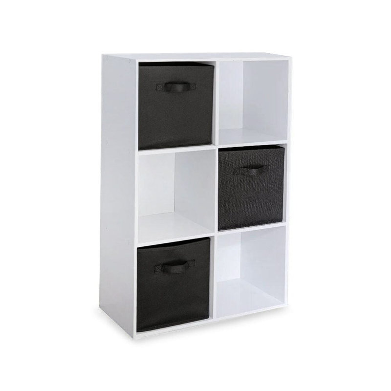 Northville 61cm W Cube Bookcase, White/Black, (6 Shelves) 91cm H x 61cm W x 30cm D