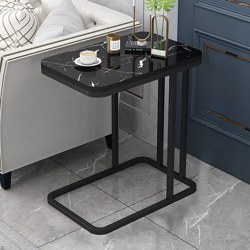C-shaped Sofa Side Table Modern Side Table End Table With Sturdy Metal Frame, Black