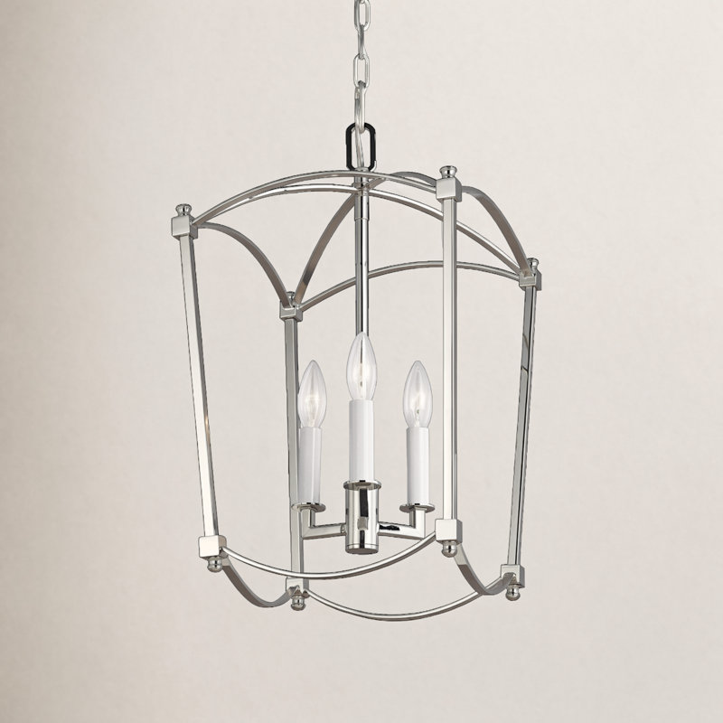 Olive 3-Light Chandelier, Nickel poli