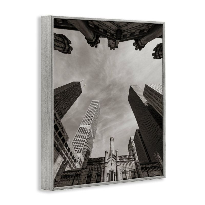 «Chicago Skyline Worm's Eye View», estampe numérique, conception de Nathan Larson, Estampe numérique Farmhouse
