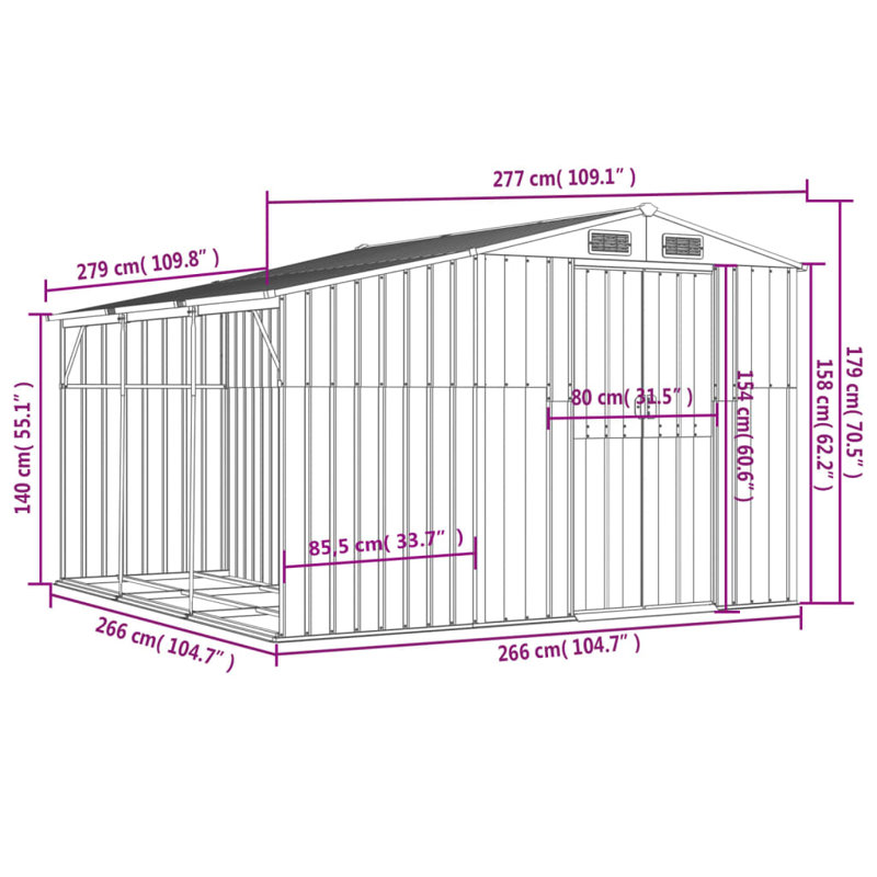 Polypropylène en acier galvanisé brun clair Vidaxl, 70.5" H x 109.8" W x 109.1" D, Brun