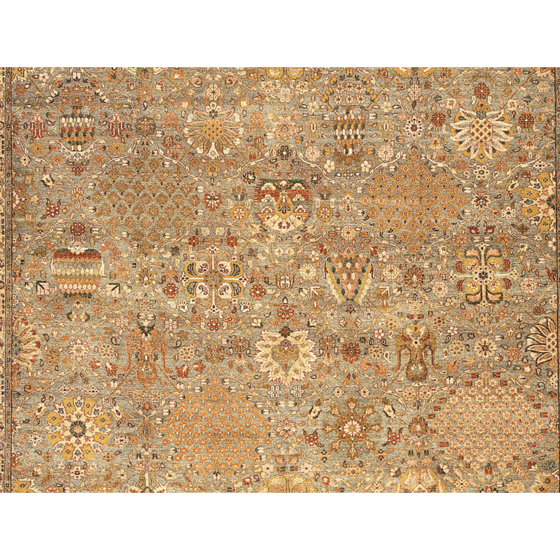 Wool Oriental Area Rug in Beige, Rectangle 5' x 7'2"