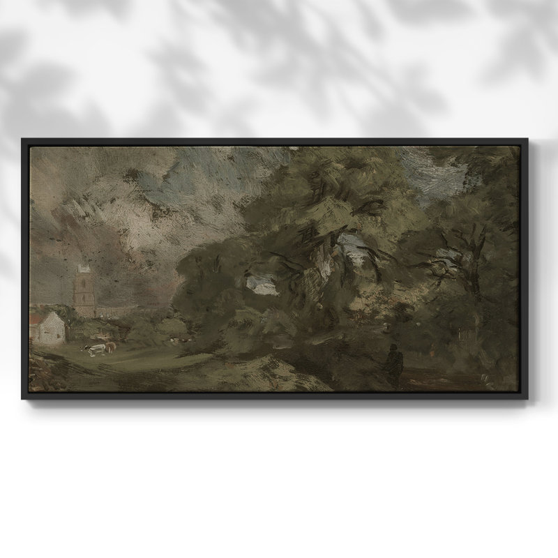 Série paysage - DCCCL XXII - Toile tendue avec châssis tendue, prête à être accrochée, H 17 po x l 33 po, Noir