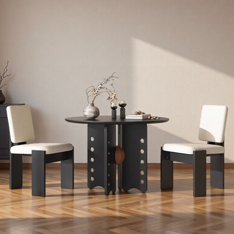 Table de salle à manger Mid-Century, Ensemble de 5 pièces : table, 4 chaises, 29,5 po H x 39,4 po L x 39,4 po P