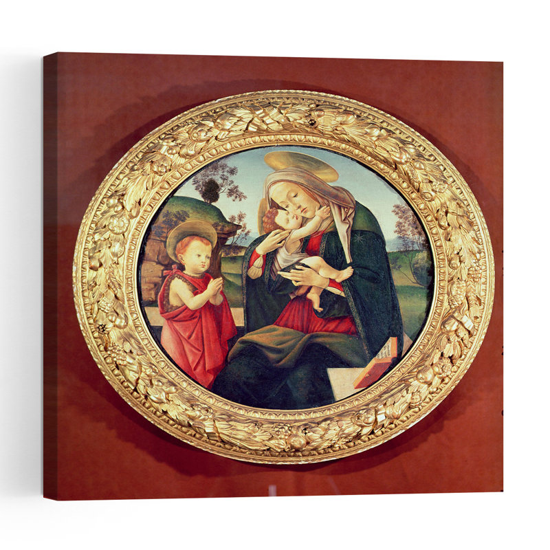 Vierge à l'Enfant avec Jean-Baptiste - Tableau abstrait contemporain représentant un paysage arboré, H 36 po x l 36 po