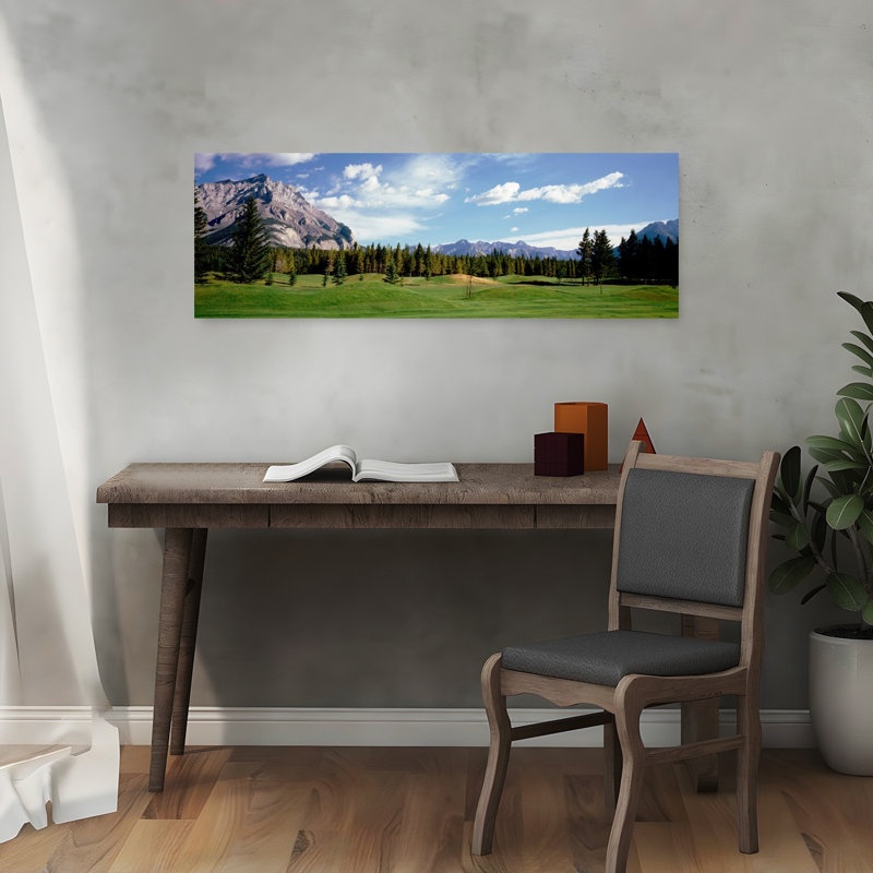 «Golf Course Banff Alberta Canada Abstract Contemporary Forest Landscape», art mural, H 36 po x l 12 po