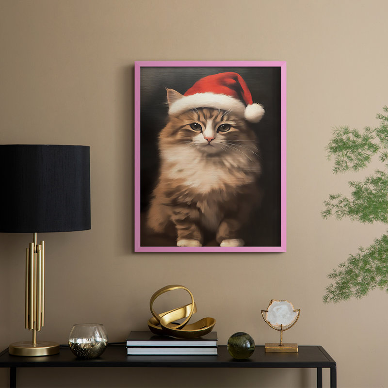 «Christmas Holiday Art», série 2, reproduction encadrée LVII - bois massif, Noyer, H 30 po x l 24 po