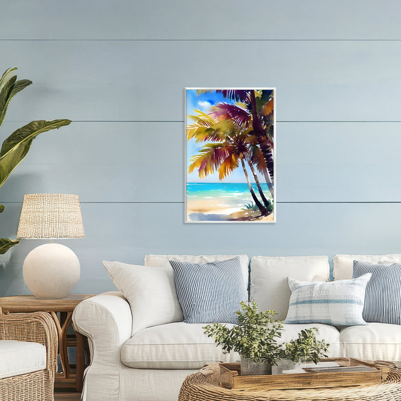 Plaque murale Shady Beach Palm Leaves, design par LSR Design Studio, H 19 po x l 13 po
