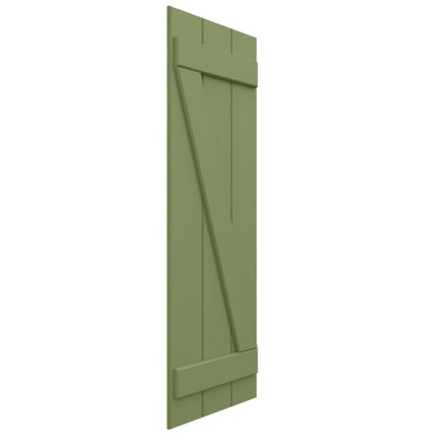 L 21 1/2 po x H 28 po EnduraCore Composite à quatre planches jointes avec planches et barres en Z, vert mousse (par paire - quincaillerie non incluse)