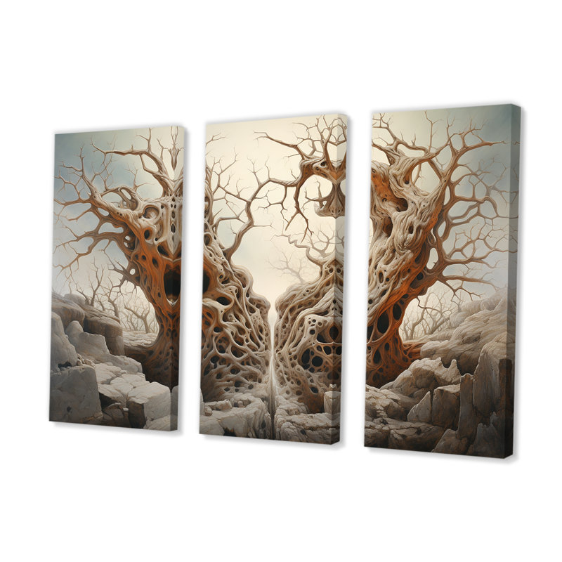 «Tw torsed Roots», ensemble d'art mural surréalisme, H 28 po x l 36 po x P 1 po