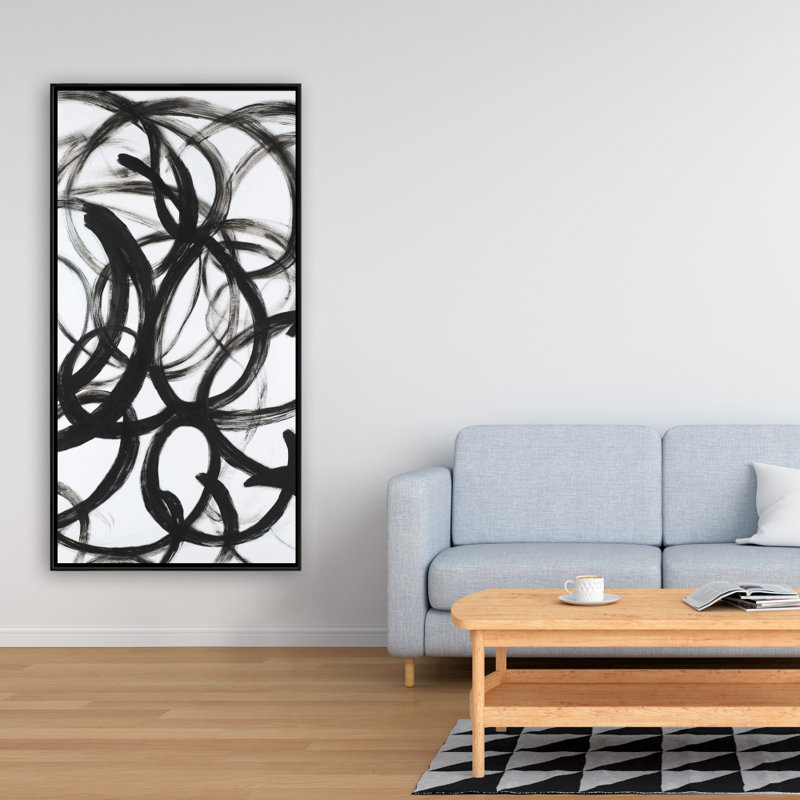 Abstract Curly Lines Print On Canvas, H 48 po x l 24 po