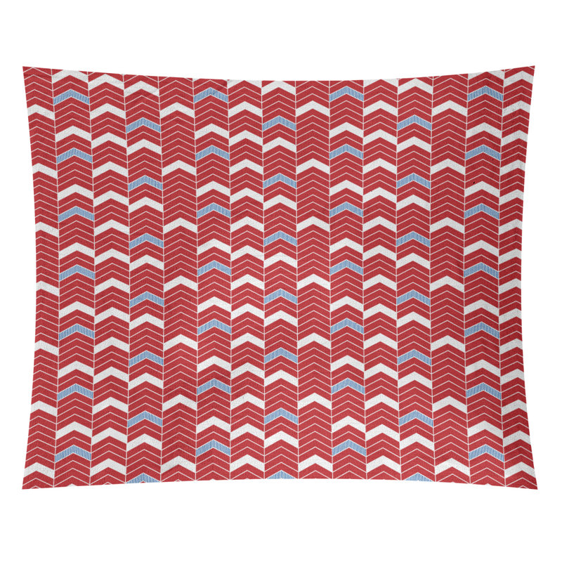 Tapisserie à chevrons à chevrons de noël en polyester, H 68 po x l 80 po, Rouge / bleu clair