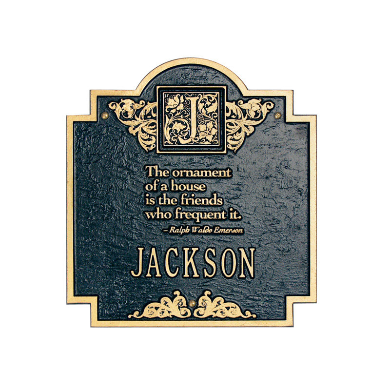 Plaque d'adresse murale sur 2 lignes Emerson, Noir et or, Oui
