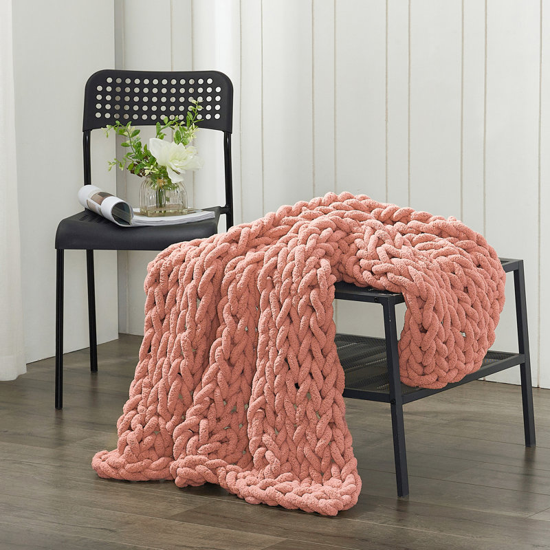 Jeté tricoté en chenille Donna, Argile