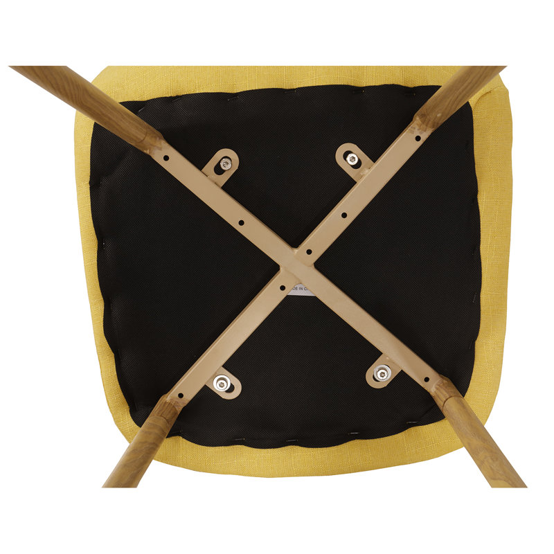 Chaise de salle à manger rembourrée en velours, Lin jaune
